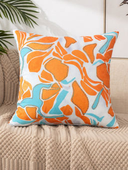 Zeba World - White Abstract Reversible Cushion Cover (16 x 16 Inches)
