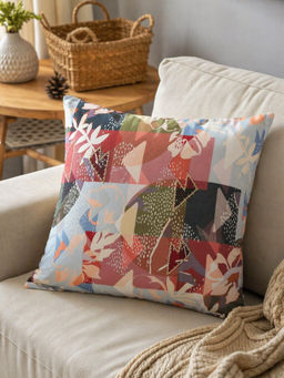 Zeba World - Multi-Color Abstract Embroidered Reversible Cushion Cover (16 x 16 Inches)