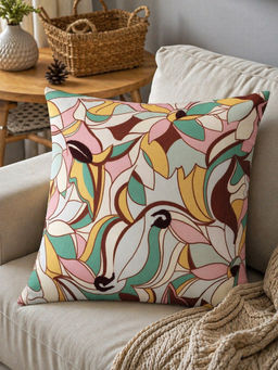 Zeba World - Multi-Color Abstract Cushion Cover (16 x 16 Inches)