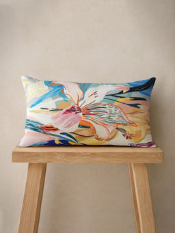 Zeba World - Multi-Color Floral Embroidered Reversible Pillow Cover (12 x 22 Inches)