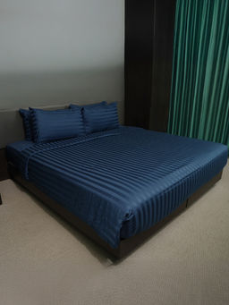 Oyvu - Navy Blue 500Tc Bedsheet with 2 Pillow Covers (King)