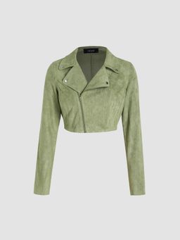 Cider - Solid Faux Suede Cropped Jacket