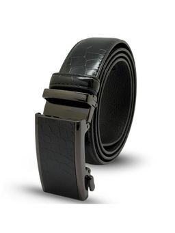 The Tie Hub - Black Croc-Textured Pu Leather Belt