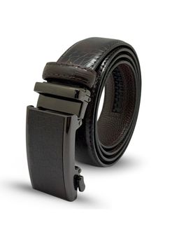 The Tie Hub - Dark Brown Croc-Textured Pu Leather Belt