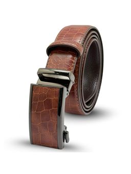 The Tie Hub - Brown Croc-Textured Pu Leather Belt