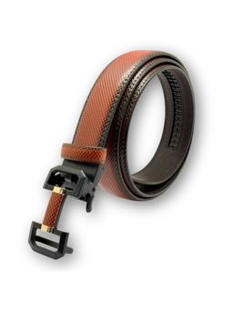 The Tie Hub - Tan Cognac Patina Polish Pu Leather Ratchet Belt For Men