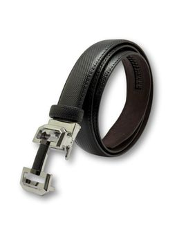 The Tie Hub - Black Patina Polish Pu Leather Ratchet Belt For Men