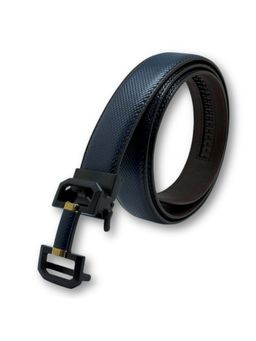 The Tie Hub - Navy Blue Patina Polish Pu Leather Ratchet Belt For Men