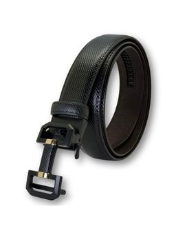 The Tie Hub - Black Patina Polish Pu Leather Ratchet Belt For Men