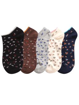 NEXT2SKIN - Womens Sneaker Length Mix Pattern Cotton Socks (Pack of 5)