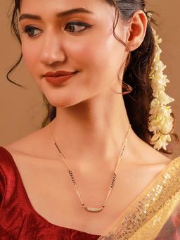 Voylla - White Brass Gold Plated Stones Mangalsutra