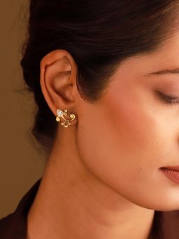 Voylla - White Sterling Silver Gold Plated Pair Of Earrings