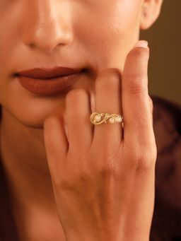 Voylla - White Sterling Silver Gold Plated Ring