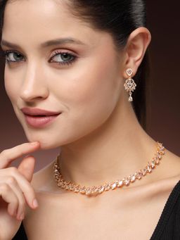 Estele - Exquisite Gold Finish Elegant CZ Necklace Set – Special Occasions