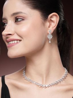 Estele - Sparkling Rhodium Finish Timeless CZ Necklace Set – Elegant Party Wear