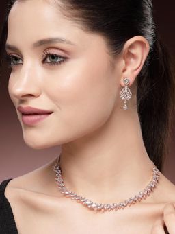 Estele - Stylish Rosegold Finish Trendy CZ Necklace Set – Party Wear Jewelry