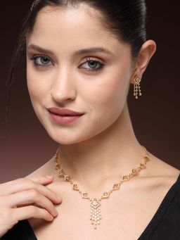 Estele - Exclusive Gold Finish Sparkling CZ Necklace Set|Elegant Occasion Jewelry