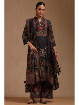 Soch - Black Floral Kurta with Palazzo & Dupatta