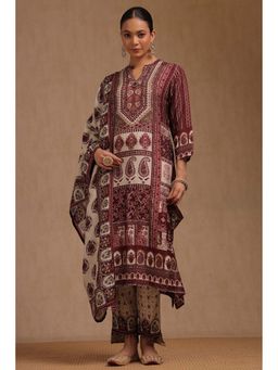 Soch - Wine Paisley Kurta with Pant & Dupatta