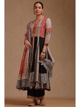 Soch - Black Printed Kurta with Palazzo & Dupatta