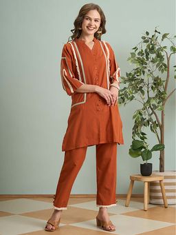 FASHOR - Rust Solid/Plain Co-Ord Set