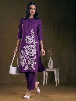 FASHOR - Purple Floral Co-Ord Set