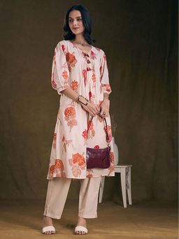 FASHOR - Off White Floral Kurta with Pant