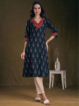 FASHOR - Black Printed Kurta with Pant