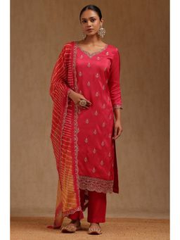 Soch - Pink Embroidered Kurta with Pant & Dupatta