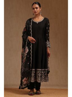 Soch - Black Floral Anarkali Kurta with Pant & Dupatta