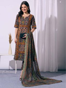 FASHOR - Multi-Color Floral Kurta with Pant & Dupatta