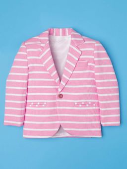 RIDOKIDZ - Boys Pink Single Breasted Stripes Blazer