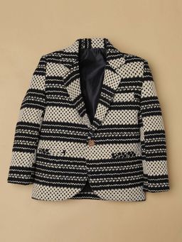 RIDOKIDZ - Boys Black Single Breasted Self Design Blazer