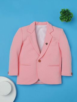 RIDOKIDZ - Boys Pink Single Breasted Self Design Blazer