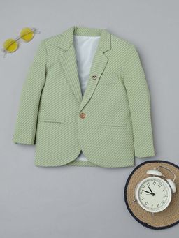 RIDOKIDZ - Boys Green Single Breasted Self Design Blazer