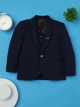 RIDOKIDZ - Boys Navy Blue Single Breasted Solid Blazer