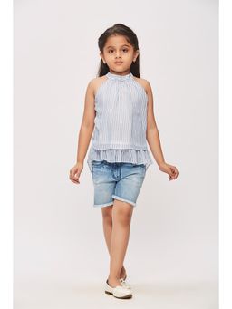 TINY GIRL - Sleeveless Stripe Printed Top - Blue