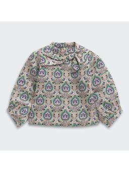 TINY GIRL - Full Sleeves Floral Printed Top- Fawn