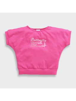 TINY GIRL - Half Sleeves Printed Top - Hot Pink