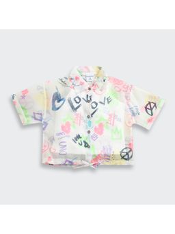 TINY GIRL - Half Sleeves Printed with Inner- White