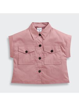 TINY GIRL - Sleeves Soild Shirt- Onion Pink