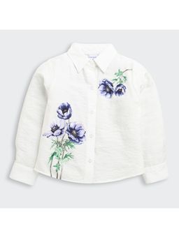 TINY GIRL - Full Sleeves Flower Patch Detailed Shirt - Off White