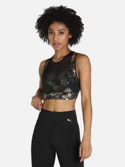 Puma - Mid Impact Fashion Luxe Ellavate Bra Black Sports Bra