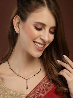 PANASH - Women Gold Plated CZ Stone Studded and Beaded Handcrafted Mangalsutra (Set of 3)
