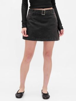 GAP - Women Black Regular Fit Denim Skirt