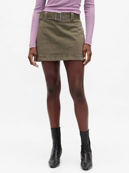 GAP - Women Olive Mid-Rise Denim Skirt