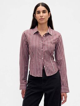 GAP - Women Checks Spread Collar Skinny Multicolor Shirt
