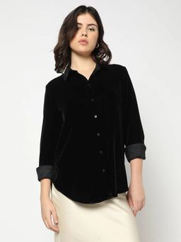 GAP - Women Solid Loose-Fit Black Shirt