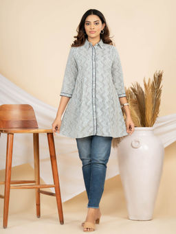 WEAVLLITE - Womens Multi-Color Pure Cambric Cotton Printed Tunic