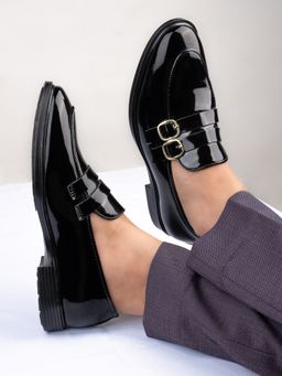 Alberto Torresi - Palermo Black Patent Men Double Monk Strap Shoes